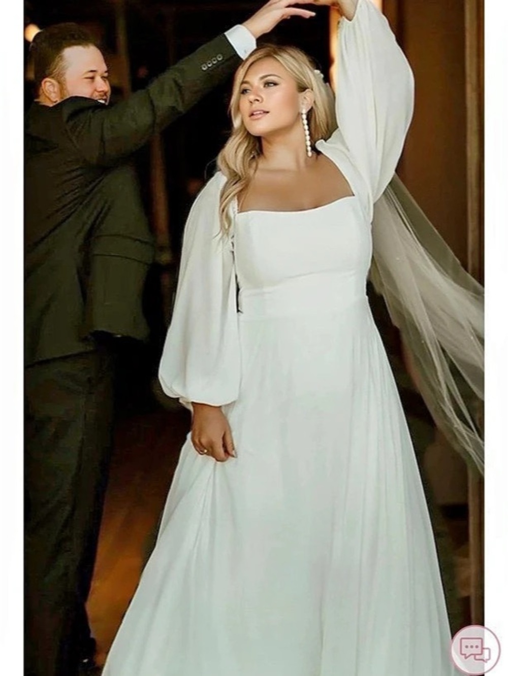 Wedding Dress with Long Sleeves in White Like New